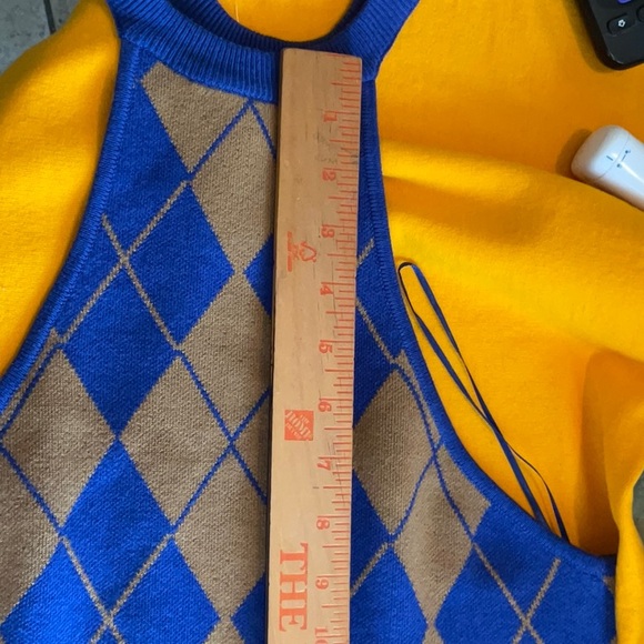NWOT URBAN OUTFITTERS Blue & Brown Argyle Mini Knit in Size M - Picture 7 of 11